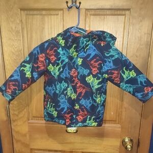 The Children's Place Navy Puffer Jacket with Red, Blue & Green Dinosaurs